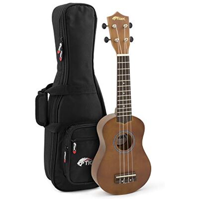 Tiger UKE12 Ukelele soprano natural con funda acolchada, Pack de iniciación escolar Tiger UKE12 Ukelele soprano natural con funda acolchada, Pack de iniciación escolar