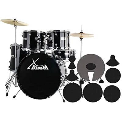 XDrum Semi 20" Studio Batería Midnight Black Set + Amortiguadores Hardware de 5 piezas y doble soporte:, Tamaños de caja: 20" BD, 14" TT, 14" SD, Configuración STUDIO, 1 platillo crash-ride XDrum Semi 20" Studio Batería Midnight Black Set + Amortiguadores Hardware de 5 piezas y doble soporte:, Tamaños de caja: 20" BD, 14" TT, 14" SD, Configuración STUDIO, 1 platillo crash-ride