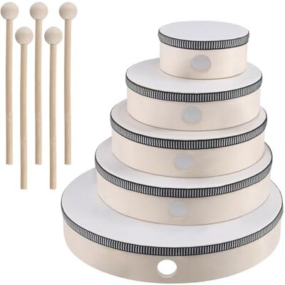 JEUIHAU Juego de 5 tambores de mano, 4 pulgadas, 6 pulgadas, 7 pulgadas, 8 pulgadas, 10 pulgadas, kit de tambor de marco con baqueta, tambor de marco de madera para principiantes suministros de fiesta JEUIHAU Juego de 5 tambores de mano, 4 pulgadas, 6 pulgadas, 7 pulgadas, 8 pulgadas, 10 pulgadas, kit de tambor de marco con baqueta, tambor de marco de madera para principiantes suministros de fiesta