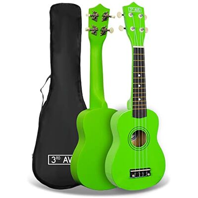 3rd Avenue Ukulele soprano para principiantes de 21 pulgadas de , Verde, Funda de transporte 3rd Avenue Ukulele soprano para principiantes de 21 pulgadas de , Verde, Funda de transporte
