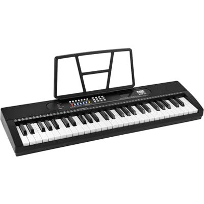 Axus Teclado Portátil De 54 Teclas Mini Teclas De Piano Con Atril, Fuente De Alimentación, Negro Axus Teclado Portátil De 54 Teclas Mini Teclas De Piano Con Atril, Fuente De Alimentación, Negro