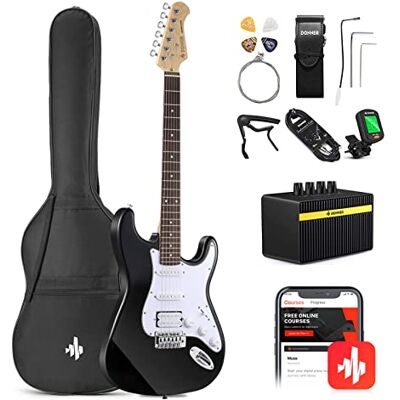 Donner Guitarra Eléctrica Tamaño Completo 39 Pulgadas con Amplificador, Bolsa, Capo, Correa, Cuerda, Sintonizador, Cable y Púas (Negro, DST-100B) Donner Guitarra Eléctrica Tamaño Completo 39 Pulgadas con Amplificador, Bolsa, Capo, Correa, Cuerda, Sintonizador, Cable y Púas (Negro, DST-100B)