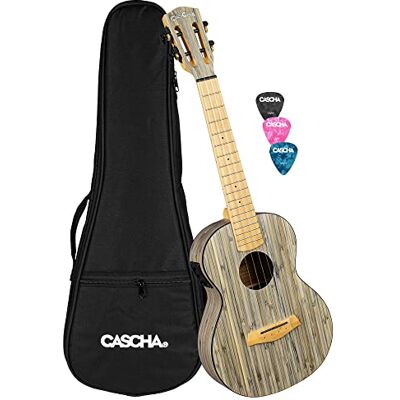 Cascha E-Bamboo Ukelele tenor para adultos y niños (incluye 3 púas y funda), color gris Cascha E-Bamboo Ukelele tenor para adultos y niños (incluye 3 púas y funda), color gris