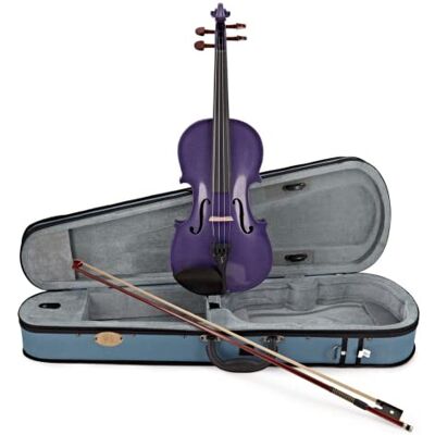 Stentor Violín arlequín tamaño 1/4, violín para intermedios con arco de fibra de vidrio P&H, estuche ligero, instrumento de cuerda colorido , morado Stentor Violín arlequín tamaño 1/4, violín para intermedios con arco de fibra de vidrio P&H, estuche ligero, instrumento de cuerda colorido , morado