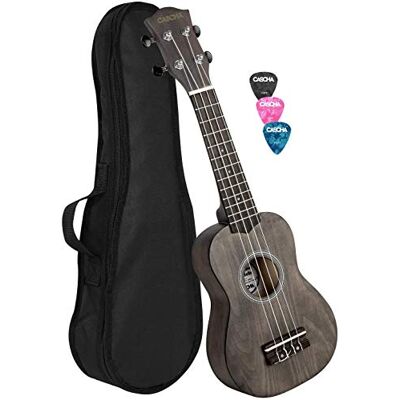 Cascha Soprano Ukulele Negro, pequeña guitarra hawaiana para niños y adultos con bolsa, 3 picos y cuerdas Aquila Ukulele Cascha Soprano Ukulele Negro, pequeña guitarra hawaiana para niños y adultos con bolsa, 3 picos y cuerdas Aquila Ukulele