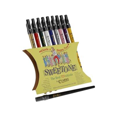Clarke Pennywhistle Sweetone La auténtica Tin Whistle Metal Boquilla de plástico Afinación 10xRe Expositor Colores surtidos Clarke Pennywhistle Sweetone La auténtica Tin Whistle Metal Boquilla de plástico Afinación 10xRe Expositor Colores surtidos