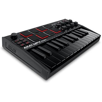 Akai MPK Mini MK3 Teclado Controlador MIDI USB de 25 Teclas con 8 Drum Pads, 8 Perillas, Software de Producción Musical y Native Instruments Sound Package (NKS Integration), Negro Akai MPK Mini MK3 Teclado Controlador MIDI USB de 25 Teclas con 8 Drum Pads, 8 Perillas, Software de Producción Musical y Native Instruments Sound Package (NKS Integration), Negro