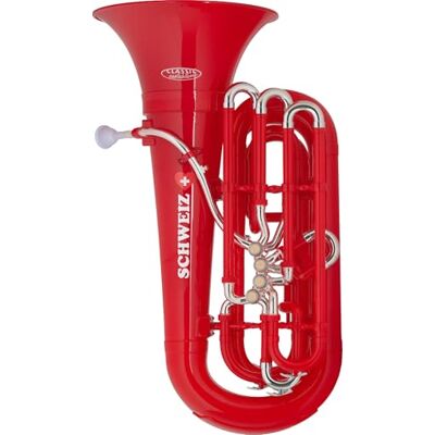 Classic Cantabile KT-30CH MardiBrass Tuba Suiza de Plástico, Afinación: Bb Modelo: KT-30CH, Edición especial "Suiza" con acabado especial en rojo y plata, Material del cuerpo: plástico ABS, Peso: 4 Classic Cantabile KT-30CH MardiBrass Tuba Suiza de Plástico, Afinación: Bb Modelo: KT-30CH, Edición especial "Suiza" con acabado especial en rojo y plata, Material del cuerpo: plástico ABS, Peso: 4