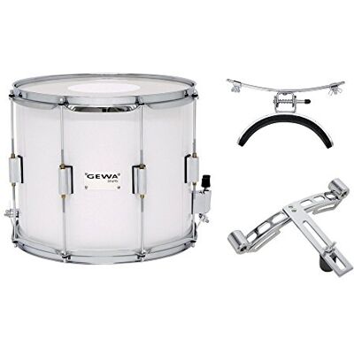 GEWA tambor de marcha/tambor de desfile, casco de abedul blanco, 14 x 12", 8 tornillos tensores, parches Remo USA, incl. placa perforada y soporte de rodilla GEWA tambor de marcha/tambor de desfile, casco de abedul blanco, 14 x 12", 8 tornillos tensores, parches Remo USA, incl. placa perforada y soporte de rodilla