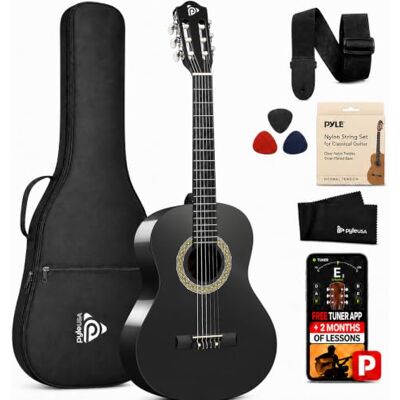 Pyle Kit de Guitarra Acustica, ½ Tamaño Juvenil, 34”, para Principiantes, Niños, Adultos, Incluye Correa de Transporte, Paño de Limpieza, Aplicación de Afinador Pyle Kit de Guitarra Acustica, ½ Tamaño Juvenil, 34”, para Principiantes, Niños, Adultos, Incluye Correa de Transporte, Paño de Limpieza, Aplicación de Afinador