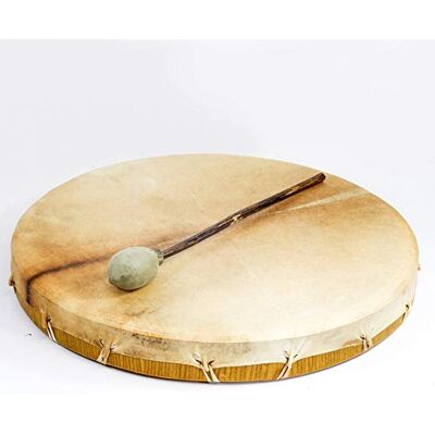 Terré Mysevendo Tambor de chamán (diámetro de 50 cm, marco de madera de caoba, redondo, piel de cabra, incluye mazo gratis) Terré Mysevendo Tambor de chamán (diámetro de 50 cm, marco de madera de caoba, redondo, piel de cabra, incluye mazo gratis)