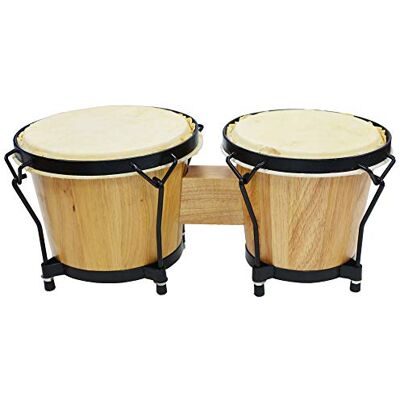 A-Star Juego de tambores Bongo de 7" y 8" Madera maciza con parches de piel natural y llave de afinación A-Star Juego de tambores Bongo de 7" y 8" Madera maciza con parches de piel natural y llave de afinación