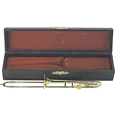 GEWA instrumento en miniatura Trombón de latón – pulido en color dorado – longitud aprox. 15 cm – instrumento decorativo en estuche – regalo para músicos GEWA instrumento en miniatura Trombón de latón – pulido en color dorado – longitud aprox. 15 cm – instrumento decorativo en estuche – regalo para músicos