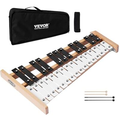 VEVOR Xilófono Glockenspiel de 27 Notas, Instrumento de Percusión Profesional con Teclas de Metal Blancas y Negras, Incluye 4 Mazos y Bolsa de Transporte, Ideal para la Enseñanza Musical, G2–A5 VEVOR Xilófono Glockenspiel de 27 Notas, Instrumento de Percusión Profesional con Teclas de Metal Blancas y Negras, Incluye 4 Mazos y Bolsa de Transporte, Ideal para la Enseñanza Musical, G2–A5