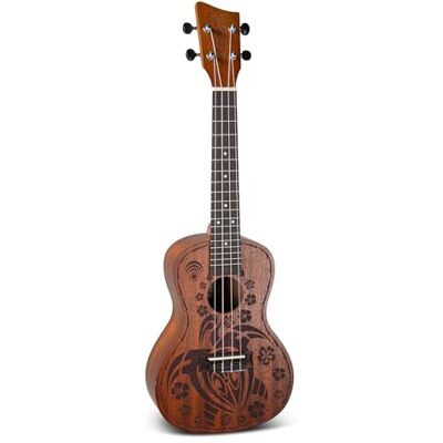 GEWA Concert Ukulele Manoa Wildlife Cuerpo Sapelli Diseño láser Crazy Turtle Natural mate sedoso incl. Funda acolchada GEWA Concert Ukulele Manoa Wildlife Cuerpo Sapelli Diseño láser Crazy Turtle Natural mate sedoso incl. Funda acolchada