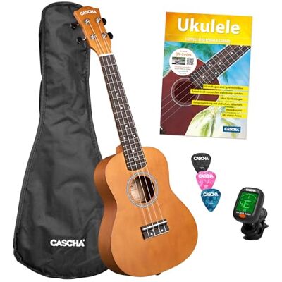 Cascha Concert Linden Brown Juego de ukelele (incluye bolsa, 3 púas, libro, sintonizador) Cascha Concert Linden Brown Juego de ukelele (incluye bolsa, 3 púas, libro, sintonizador)