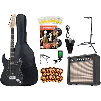 ROCKTILE Pro ST60-BK Guitarra Eléctrica All Black Super Kit, Cuerpo: Caoba Modelo: ST60-BK, Mástil: Arce atornillado, Diapasón de Engineering Wood, Incrustaciones: Dot, 22 trastes jumbo, Color: Negro ROCKTILE Pro ST60-BK Guitarra Eléctrica All Black Super Kit, Cuerpo: Caoba Modelo: ST60-BK, Mástil: Arce atornillado, Diapasón de Engineering Wood, Incrustaciones: Dot, 22 trastes jumbo, Color: Negro