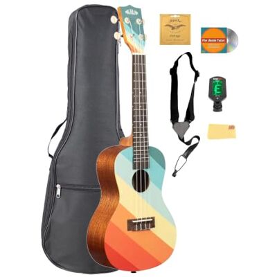 Kala KA-SURFAROUT Paquete de ukelele de concierto para tabla de surf con bolsa de concierto, afinador, cuerdas Aquila, correa, DVD instructivo Austin Bazaar y paño de pulido Kala KA-SURFAROUT Paquete de ukelele de concierto para tabla de surf con bolsa de concierto, afinador, cuerdas Aquila, correa, DVD instructivo Austin Bazaar y paño de pulido