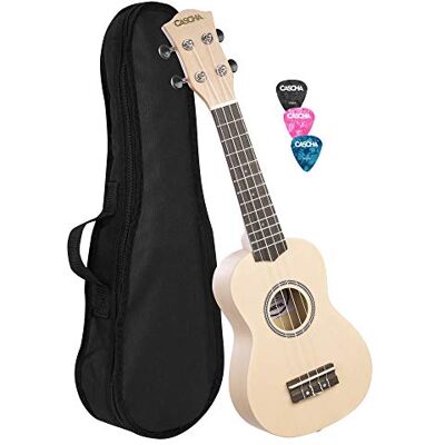 Cascha Juego de ukelele soprano para niños y adultos, kit de iniciación con 3 púas, funda, cuerdas Aquila, guitarra hawaiana pequeña para principiantes y avanzados, crema Cascha Juego de ukelele soprano para niños y adultos, kit de iniciación con 3 púas, funda, cuerdas Aquila, guitarra hawaiana pequeña para principiantes y avanzados, crema