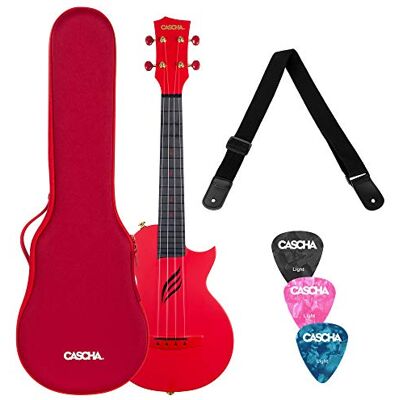 Cascha Ukelele de concierto de fibra de carbono I Ukelele Starter Kit con 3 púas de funda I Moderno diseño de corte para principiantes y avanzados I Guitarra Hawaii pequeña roja, Cascha Ukelele de concierto de fibra de carbono I Ukelele Starter Kit con 3 púas de funda I Moderno diseño de corte para principiantes y avanzados I Guitarra Hawaii pequeña roja,