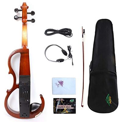 yinfente 4/4 violín eléctrico silencioso madera de arce sonido potente amplificador de auriculares apoyo libre funda para violín arco Tamaño Completo yinfente 4/4 violín eléctrico silencioso madera de arce sonido potente amplificador de auriculares apoyo libre funda para violín arco Tamaño Completo