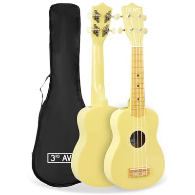 3rd Avenue Ukelele soprano para principiantes, 53 cm, 4 cuerdas de nailon con bolsa de ukelele gratis, color amarillo pastel, lecciones en línea gratis de 1 mes 3rd Avenue Ukelele soprano para principiantes, 53 cm, 4 cuerdas de nailon con bolsa de ukelele gratis, color amarillo pastel, lecciones en línea gratis de 1 mes