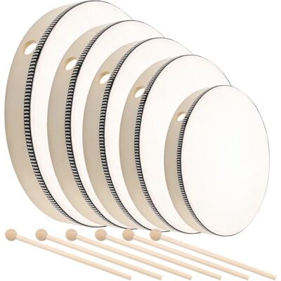 TAICHEUT Juego de 5 tambores de mano de 6 pulgadas, 7 pulgadas, 8 pulgadas, 10 pulgadas, 12 pulgadas, kit de batería con marco de madera con baqueta para principiantes suministros de fiesta TAICHEUT Juego de 5 tambores de mano de 6 pulgadas, 7 pulgadas, 8 pulgadas, 10 pulgadas, 12 pulgadas, kit de batería con marco de madera con baqueta para principiantes suministros de fiesta