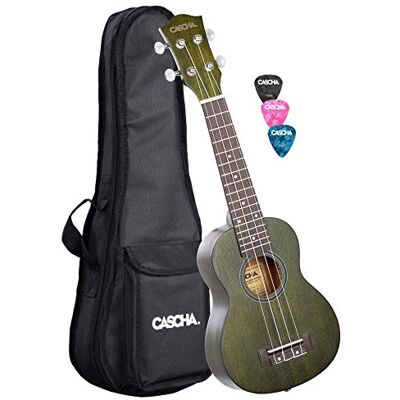 Cascha Ukelele soprano verde caoba I Ukelele Starter Kit de 3 púas de colores en funda I Ukelele soprano Premium caoba verde I Guitarra hawaiana pequeña para principiantes avanzados Cascha Ukelele soprano verde caoba I Ukelele Starter Kit de 3 púas de colores en funda I Ukelele soprano Premium caoba verde I Guitarra hawaiana pequeña para principiantes avanzados