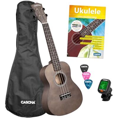Cascha Concert Linden Black Ukelele (incluye bolsa, 3 púas, book, sintonizador) Cascha Concert Linden Black Ukelele (incluye bolsa, 3 púas, book, sintonizador)