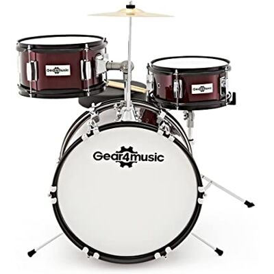 gear4music Kit de Batería Infantil 3 Piezas, Niños 5-10 Años Para niños de 5-10 años, tamaño reducido evita sobreesfuerzos, pinza de caja ajustable, taburete incluido gear4music Kit de Batería Infantil 3 Piezas, Niños 5-10 Años Para niños de 5-10 años, tamaño reducido evita sobreesfuerzos, pinza de caja ajustable, taburete incluido