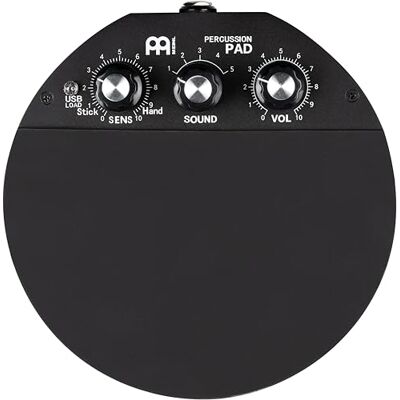 Meinl Percussion Almohadilla de percusión compacta, instrumento de percusión plano con sonidos preprogramados, montable, goma de superficie de juego, color negro () Meinl Percussion Almohadilla de percusión compacta, instrumento de percusión plano con sonidos preprogramados, montable, goma de superficie de juego, color negro ()