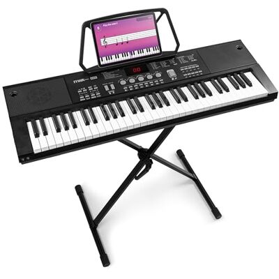 MAX Piano digital de 61 teclas con micrófono y soporte 8 horas de batería con 16 sonidos y 8 percusiones, función de aprendizaje y 70 canciones demo, con pantalla en casa MAX Piano digital de 61 teclas con micrófono y soporte 8 horas de batería con 16 sonidos y 8 percusiones, función de aprendizaje y 70 canciones demo, con pantalla en casa