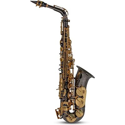 GEWA Roy Benson Saxofón Mib-Alt AS-202K (cuerpo de latón de primera calidad y llave de Fa# agudo, incl. boquilla, estuche rectangular fácilmente transportable, con práctico juego de mochila), Antracita GEWA Roy Benson Saxofón Mib-Alt AS-202K (cuerpo de latón de primera calidad y llave de Fa# agudo, incl. boquilla, estuche rectangular fácilmente transportable, con práctico juego de mochila), Antracita