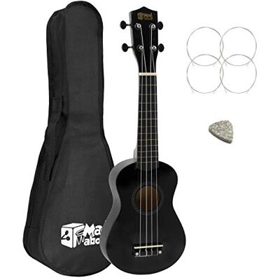 Mad About Tiger Ukelele soprano para zurdos Negro con funda, púa de fieltro, cuerdas de repuesto Mad About Tiger Ukelele soprano para zurdos Negro con funda, púa de fieltro, cuerdas de repuesto