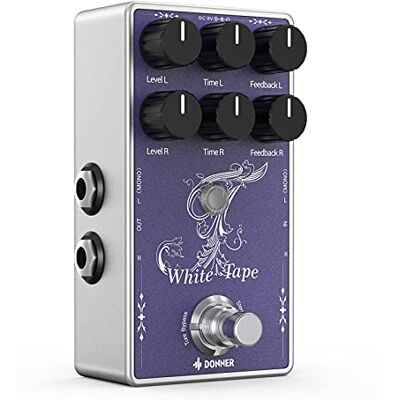 Donner Pedal de retardo de cinta estéreo para guitarra eléctrica, pedal de retardo analógico con efecto eco, pedal de guitarra de cinta blanca, True Bypass Donner Pedal de retardo de cinta estéreo para guitarra eléctrica, pedal de retardo analógico con efecto eco, pedal de guitarra de cinta blanca, True Bypass