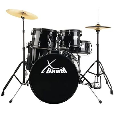 XDrum Rookie 20" Studio Batería Completa Negra incl. Escuela, 14" TT Hardware negra de doble soporte de 5 piezas:, Tamaños de cascos: 20" BD, 14" TT, 14 caja, Bombo: 20" x 16", Caja: 14" x 5 XDrum Rookie 20" Studio Batería Completa Negra incl. Escuela, 14" TT Hardware negra de doble soporte de 5 piezas:, Tamaños de cascos: 20" BD, 14" TT, 14 caja, Bombo: 20" x 16", Caja: 14" x 5