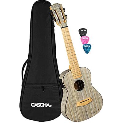 Cascha E-Bamboo Graphit Concert Ukelele Adultos & Niños, incluye 3 púas & bolsa de bambú Ukelele como compañero de escenario, cuerda de carbono integrada y afinador de 3 bandas, bambú gris, Cascha E-Bamboo Graphit Concert Ukelele Adultos & Niños, incluye 3 púas & bolsa de bambú Ukelele como compañero de escenario, cuerda de carbono integrada y afinador de 3 bandas, bambú gris,