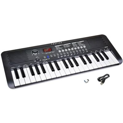 FARFISA Teclado electrónico MIDI profesional de 37 teclas con función táctil, con puerto USB-C y salida para auriculares, 49x18,5x5,5 cm FARFISA Teclado electrónico MIDI profesional de 37 teclas con función táctil, con puerto USB-C y salida para auriculares, 49x18,5x5,5 cm