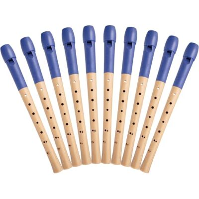Classic Cantabile Pivella Flauta Dulce Azul, digitación barroca juego de 10 Flautas dulces de 2 piezas, Cabeza de plástico especial azul, Cuerpo inferior de madera de arce, Afinación: C-Soprano Classic Cantabile Pivella Flauta Dulce Azul, digitación barroca juego de 10 Flautas dulces de 2 piezas, Cabeza de plástico especial azul, Cuerpo inferior de madera de arce, Afinación: C-Soprano