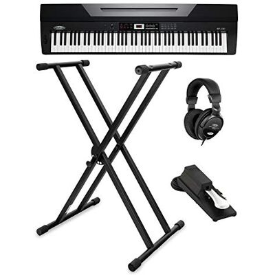 Classic Cantabile SP-150 BK Stagepiano negro Set incl. soporte, 20 voices 88 teclas soft-touch con sensibilidad al tacto, Polifonía máxima: 64 voces, 60 canciones, 50 estilos, 2 demos, AUX IN/OUT Classic Cantabile SP-150 BK Stagepiano negro Set incl. soporte, 20 voices 88 teclas soft-touch con sensibilidad al tacto, Polifonía máxima: 64 voces, 60 canciones, 50 estilos, 2 demos, AUX IN/OUT