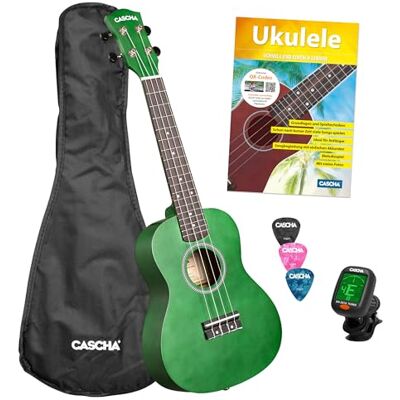 Cascha Concert Linden Green Juego de ukelele (incluye bolsa, 3 púas, libro, sintonizador) Cascha Concert Linden Green Juego de ukelele (incluye bolsa, 3 púas, libro, sintonizador)