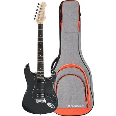 ROCKTILE Pro ST60-BK Set de Guitarra Eléctrica All Black con Funda Gigbag Modelo: ST60-BK, Cuerpo: Caoba, Mástil: Arce atornillado, Diapasón de Engineering Wood, Inlays: Dot, 22 trastes jumbo, 13 kg ROCKTILE Pro ST60-BK Set de Guitarra Eléctrica All Black con Funda Gigbag Modelo: ST60-BK, Cuerpo: Caoba, Mástil: Arce atornillado, Diapasón de Engineering Wood, Inlays: Dot, 22 trastes jumbo, 13 kg