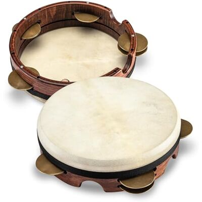 Schlagwerk RIQ – tamburo a cornice tradizionale con sonagli – ⌀ 25 cm / 10 pollici – pelle di capra, accordabile – legno di faggio – riqq arabo, tamburo orientale – fabbricato in Germania Schlagwerk RIQ – tamburo a cornice tradizionale con sonagli – ⌀ 25 cm / 10 pollici – pelle di capra, accordabile – legno di faggio – riqq arabo, tamburo orientale – fabbricato in Germania