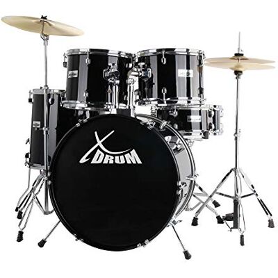XDrum Semi 22" Standard Batería Midnight Black incl. Escuela, 16" TT Hardware de 5 piezas con doble soporte:, Tamaños de cascos: 22" BD, 16" TT, 14" SD, Configuración estándar, Bombo: 22" x 14 XDrum Semi 22" Standard Batería Midnight Black incl. Escuela, 16" TT Hardware de 5 piezas con doble soporte:, Tamaños de cascos: 22" BD, 16" TT, 14" SD, Configuración estándar, Bombo: 22" x 14