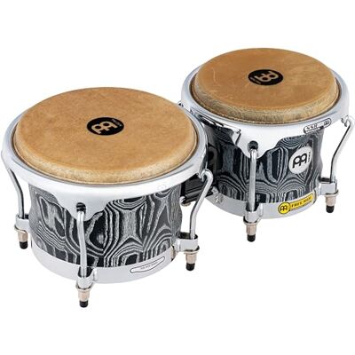Meinl Percussion Bongos profesionales Meinl con cáscaras de ceniza blanca americana y herrajes cromados, acabado negro vintage – no fabricado en China – sistema de suspensión de paseo () Meinl Percussion Bongos profesionales Meinl con cáscaras de ceniza blanca americana y herrajes cromados, acabado negro vintage – no fabricado en China – sistema de suspensión de paseo ()