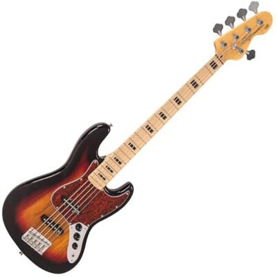 VINTAGE V49 Posavasos de 5 cuerdas, guitarra de bajo, 3 tonos Sunburst VINTAGE V49 Posavasos de 5 cuerdas, guitarra de bajo, 3 tonos Sunburst