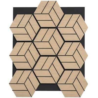 Helloshop26 Juego de 4 paneles acústicos hexagonales 81 x 66 cm con absorción de sonido eficaz estilo natural de madera Helloshop26 Juego de 4 paneles acústicos hexagonales 81 x 66 cm con absorción de sonido eficaz estilo natural de madera