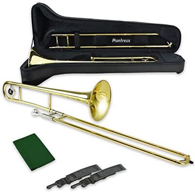 Montreux Student Bb Trombone Para Principiantes Con Estuche De Transporte Protector Ligero, Portavoz De 12C Latón Lacas, Campana De 8 Pulgadas / 20 Cm, B Plana Montreux Student Bb Trombone Para Principiantes Con Estuche De Transporte Protector Ligero, Portavoz De 12C Latón Lacas, Campana De 8 Pulgadas / 20 Cm, B Plana
