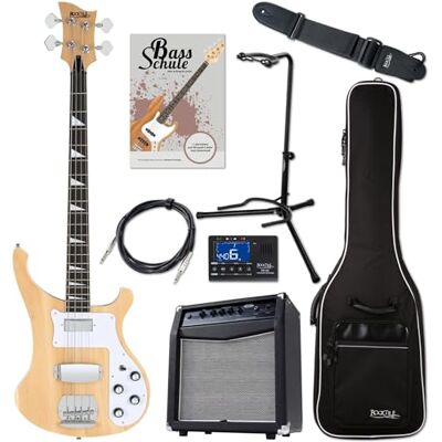 ROCKTILE Pro RB-400N Lumberjack Bajo Eléctrico Natur Super Set, 20 trastes Serie Pro , Modelo especial Rockin', Cuerpo: tilo, Mástil: arce, Diapasón: palisandro, Mástil encolado, Ancho: 35 cm ROCKTILE Pro RB-400N Lumberjack Bajo Eléctrico Natur Super Set, 20 trastes Serie Pro , Modelo especial Rockin', Cuerpo: tilo, Mástil: arce, Diapasón: palisandro, Mástil encolado, Ancho: 35 cm