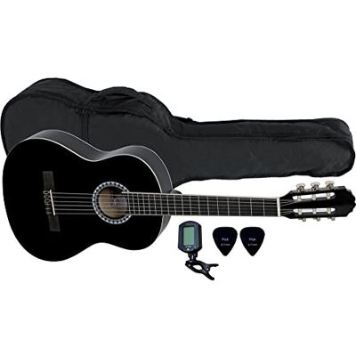 GEWA pure Guitarra clásica Basic SET 3/4 Negro, incluye funda, afinador de pinza y dos púas GEWA pure Guitarra clásica Basic SET 3/4 Negro, incluye funda, afinador de pinza y dos púas